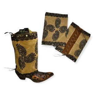 NWT Paisley Boot Covers Women's‎ Western Rodeo Wear With Lace Trim and Pearls